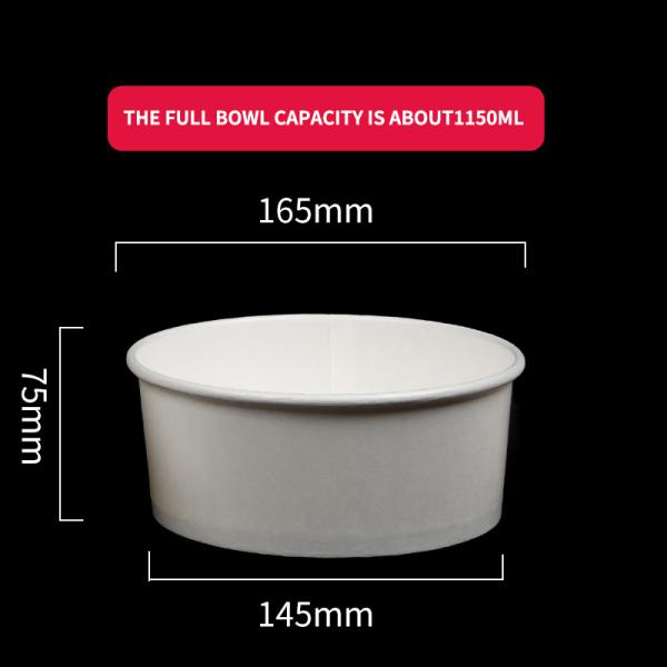 1000ml Kraft Paper Bowl With Lid Food Grade Kraft Salad Bowl