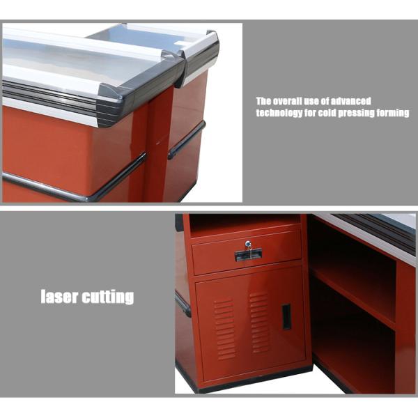 Professional Food Grade 304 Supermarket Checkout Counter with ISO9001 Certification and 60% Improved Hand Feel