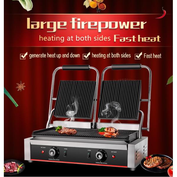 Commercial Electric Grill Parts with Non-Stick Cooking Surface and 220V Power Supply