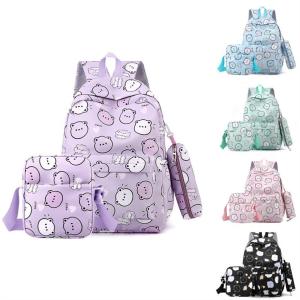 Quality Fresh Backpack Versatile Backpack Junior High School Bear Cartoon Print Backpack Large Capacity Student School Bag wholesale