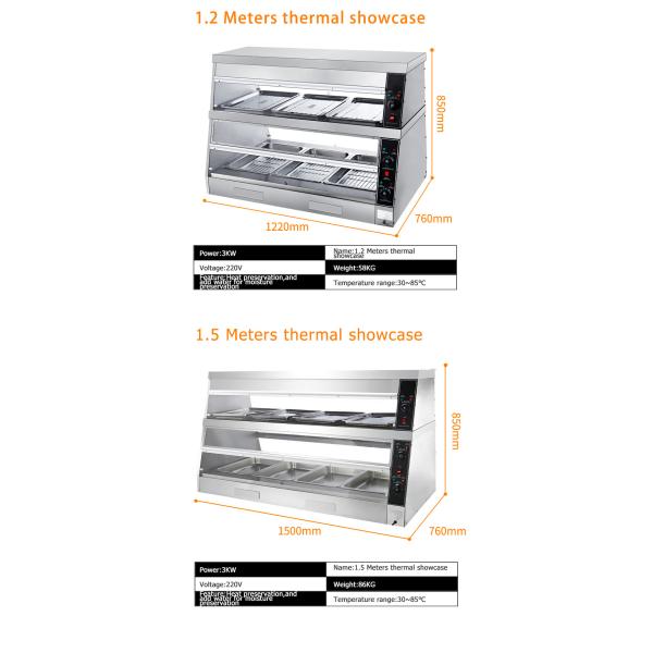 Commercial Kitchen Fried Chicken Food Display Warmer 1220*760*850mm Hot Food Showcase