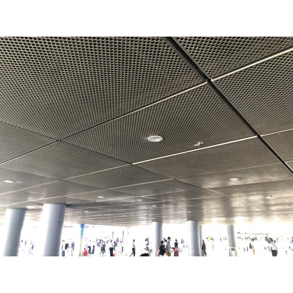 600x600 Aluminum Metal Ceiling Wooden Color Perforated Hook On Ceiling Panel