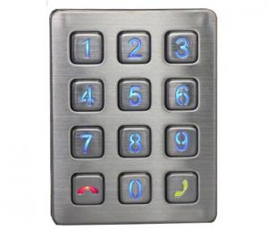 Quality Weather proof illuminated 12 keys stainless steel access door control keypad with CE cert wholesale