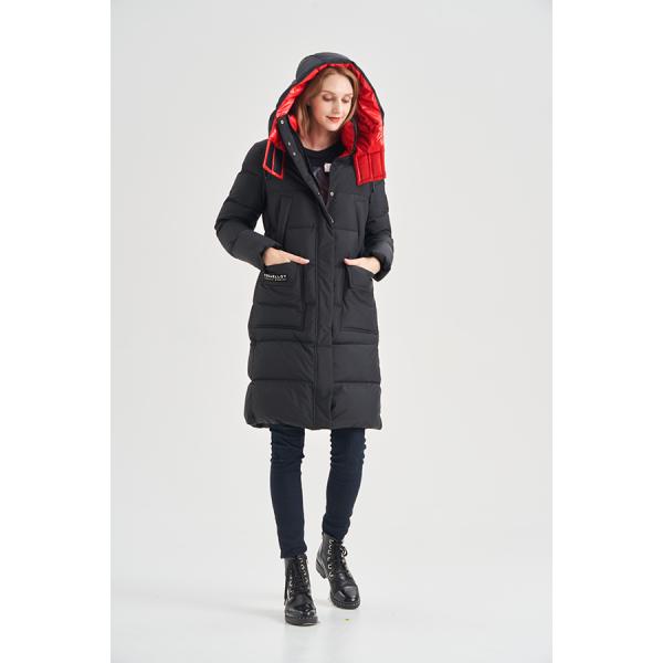 FODARLLOY Women's Down Coats Jacket Women's Zipper Slim Hooded Coat Female Warm Parkas Long Puffer Coats