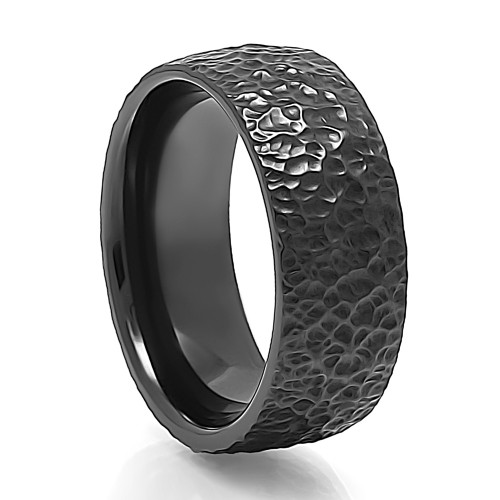 Tagor Jewelry Made Customize Shiny Brushed Wedding Engagement Black Zirconium Rings