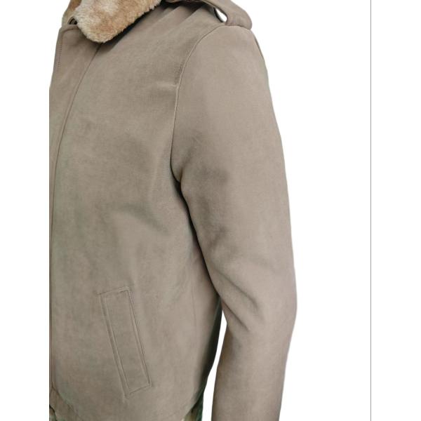 Khaki Military Style Faux Fur Collar Thickened Jacket Customizable Fabric Military Jacket for Winter Cold Weather