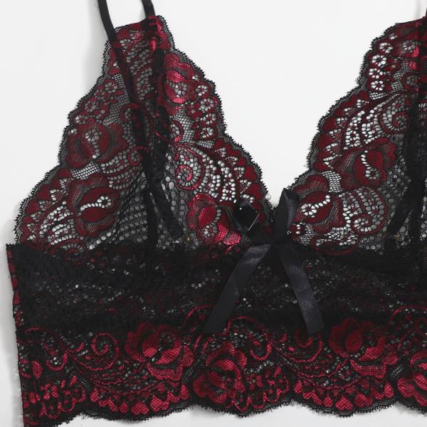 Mature Thin Sleepwear Silk Fabric Lace Bra Underwear Set Sexy Lingerie For Hot Girl