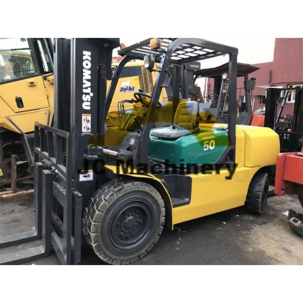 Komats FD50 Yellow Used Diesel Forklift Trucks 5 Tonne For Material Handling