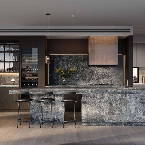 Automatic Solid Wood Kitchen Cupboards E0 Melamine Kitchen Cabinets Set Furniture