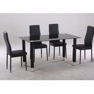 China Rectangle Modern Style Chinese Glass Dining Table And 4 Chairs on sale