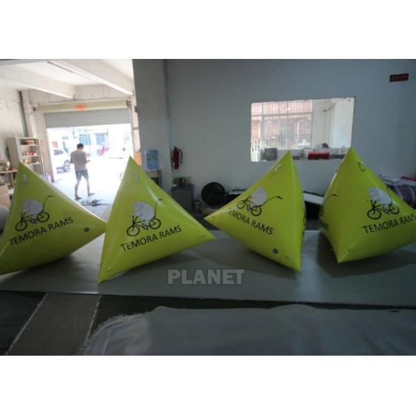1.2m Yellow Tarpaulin Inflatable Triangle Buoy With Custom Logo