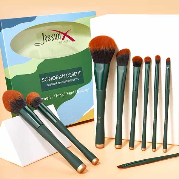 Jessup 9pcs Basic Makeup Brushes Set Trekking Green Color