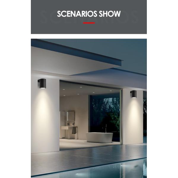 Exterior Wall Light Fixture Casting Aluminum IP65 Wall Mount Cylinder Disign With Tempered Glass