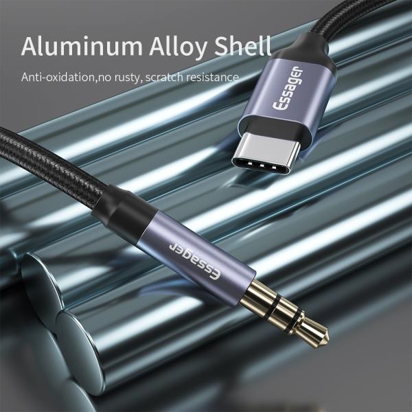 Type C To 3.5mm AUX Headset USB Audio Adapter With Plug In Connection OLP Protection