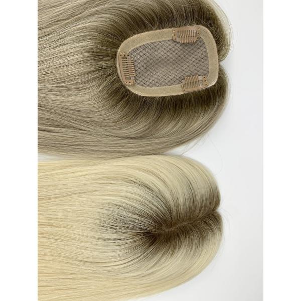 Virgin hair mono topper human hair clip in toupee balayage color small cap large cap available