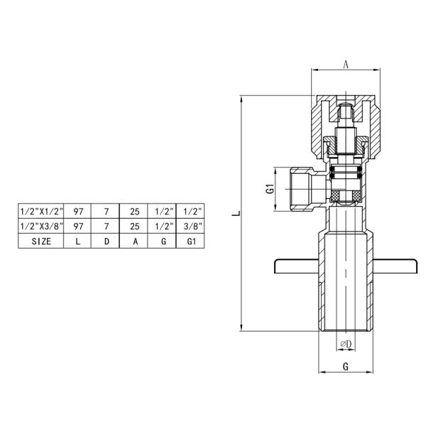 CNAS Brass Angle Valve Ball Cock Toilet Angle Stop