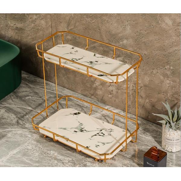 Waterproof Metal H30CM 2 Tier Bathroom Counter Shelf