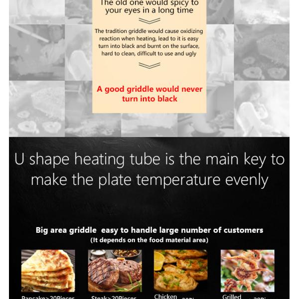 Restaurant Kitchen Equipment Outdoor Flat Plate Electric Grills for Perfect Hamburger