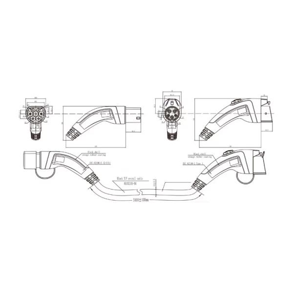 2000V Type 2 To Type 2 16A Electric Vehicle Charging Cable