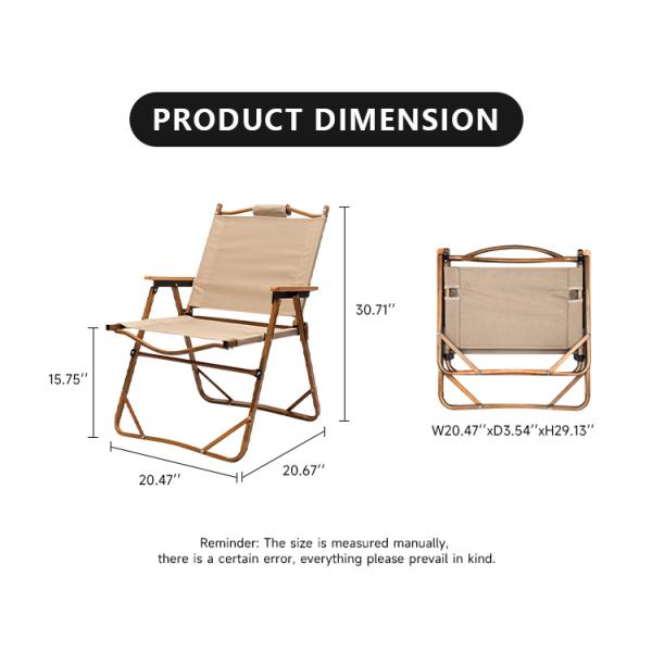 Waterproof aluminum backpack portable chair in wood grain color