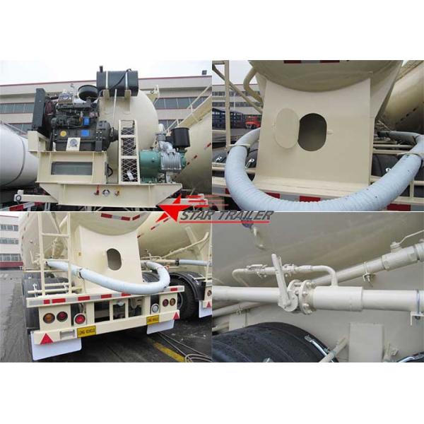 Green Three Axles Bulk Cement Semi Trailer Banana Type Technical Details