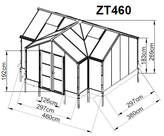 Black Aluminium Frame Greenhouse 6mm 16mm with powder coating