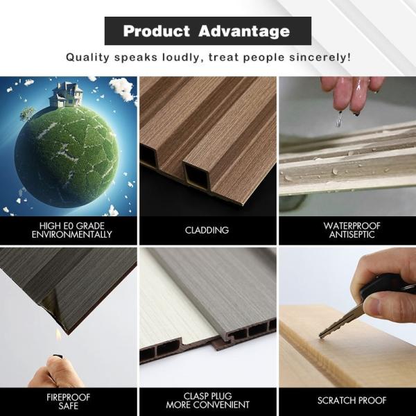 Wooden Cladding Interior Plastic Composite Fluted Covering Board Wainscoting Vinyl Timber Decorative 3D WPC Wall Panel