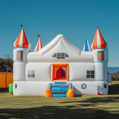 15ft x 15ft Deluxe White Bouncy Castle: Sturdy PVC material, with slide and ball pit, 950W powerful blower, suitable for weddings, birthday parties, suitable for adults and children!