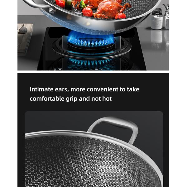 High Capacity Kitchen Wok Pan 18 / 10 Stainless Steel Non Stick
