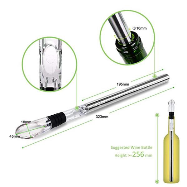 Stainless Steel Unbreakable Wine Chiller Stick With Glass Dispenser Pourer