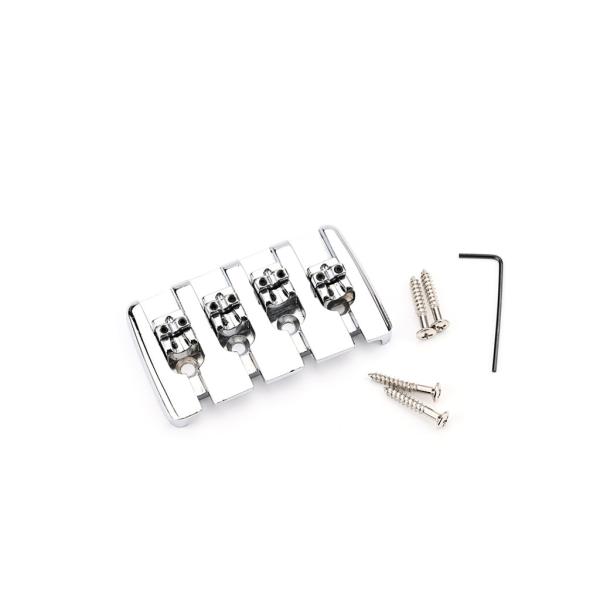 4 Strings Fixed Bass Bridge With Screws Wrench Top Load Tailpiece For For Electric Bass Guitar