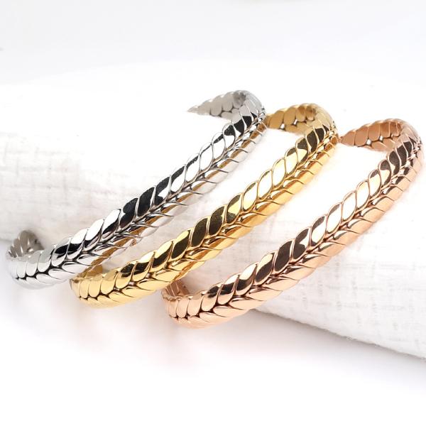 Stainless Steel wheat opening bracelet golden titanium steel bracelet lover couple jewelry gift accessories