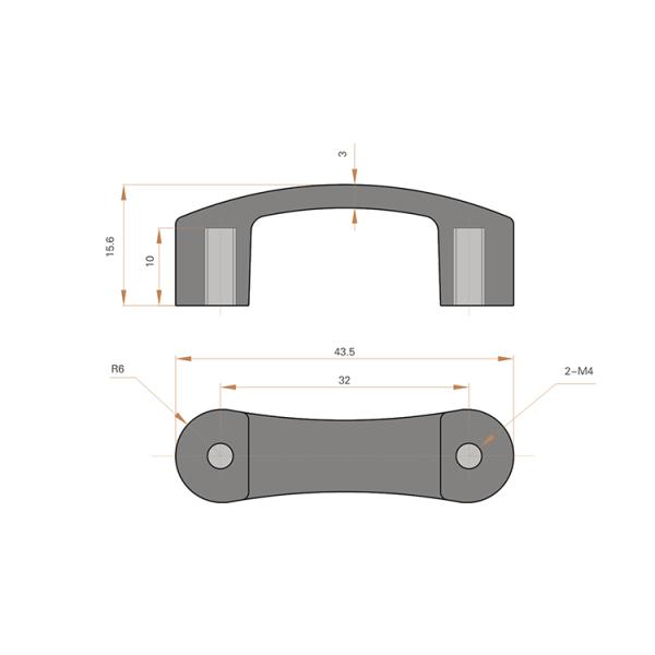 Black Flexible Flush Pull Handle , Industrial Cabinet Door Pulls With Lock Core