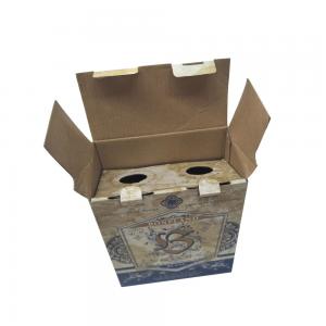 China Printed Single Wall Corrugated Paper Tuck Top Auto Bottom Box Twin Bottles Package on sale