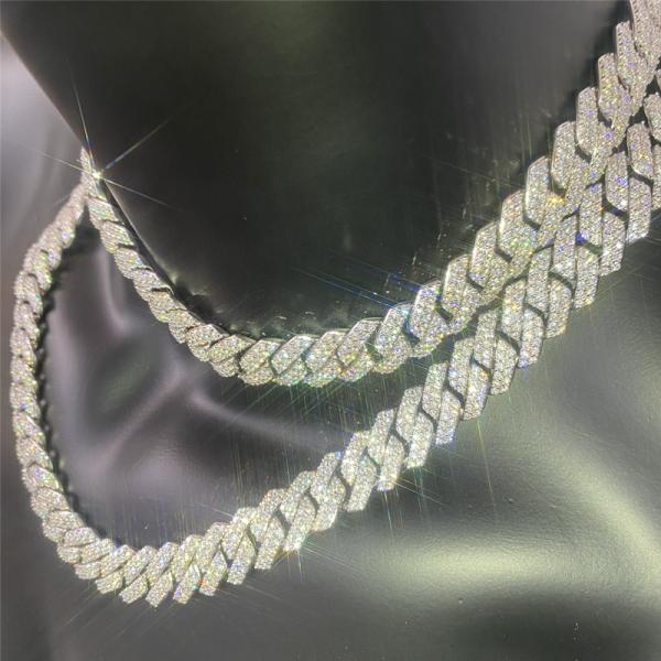 OEM Diamond Cuban Link Necklace Miami Cuban Chain Link Environmental Friendly