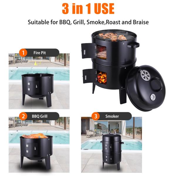 Black 3 In 1 Heavy Duty For Outdoor Camping Electric Smokeless Gas Electric Outdoor Table Outdoor Commercial
