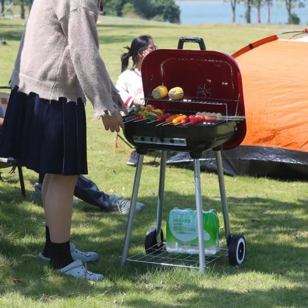 Multi Color Charcoal Grills Outdoor Portable Foldable BBQ Grill with Lid Charcoal BBQ