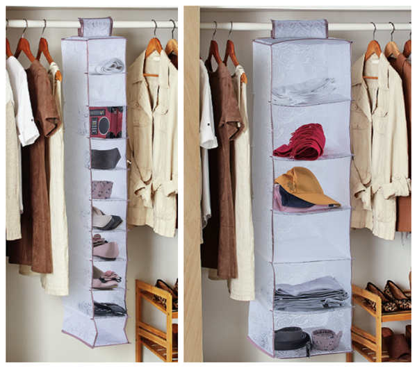 White 6 Shelf Hanging Organizer , Hanging Closet Sweater Organizer