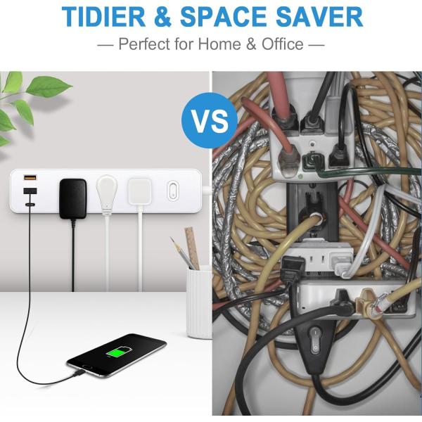 USB Outlet Desktop Power Strip Universal Socket With Built In Surge Protection