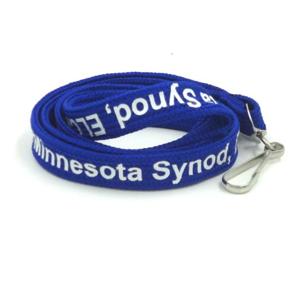 Blue Polyester Custom Tubular Lanyards Heat Transfer Printing For ID Badge