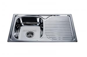 WY-7848 single bowl stainless steel kitchen sink with drain board with kitchen faucets