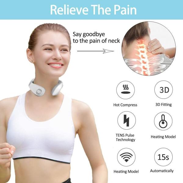 TENS EMS Relax Electric Wireless Neck Massager 1200mAh USB Charging