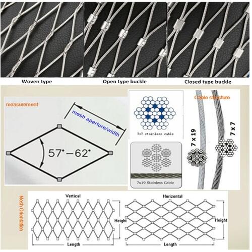 AISI316 Woven Type Stainless Steel Zoo Mesh / Metal Animal Enclosure Fencing
