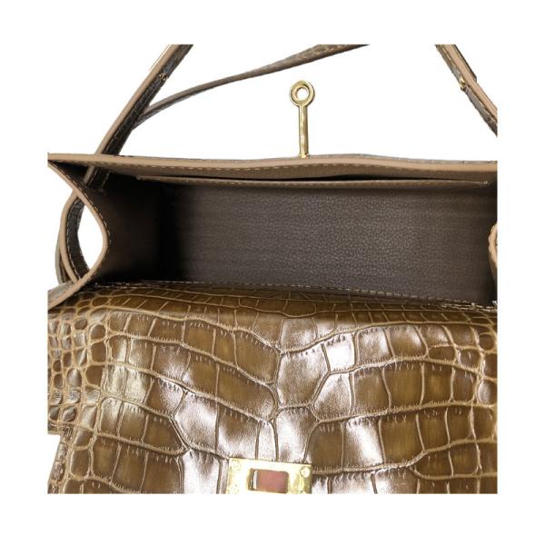 Genuine Leather Dark Green Fashion Women Handbag Custom Logo