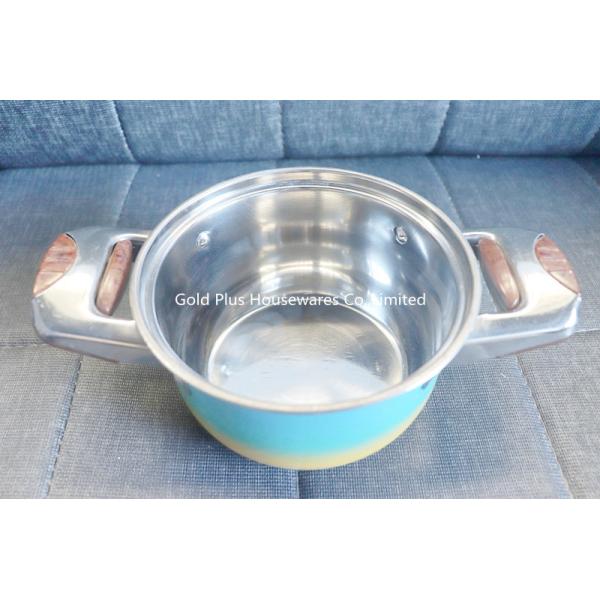 Rainbow Stainless Steel Stock Pot With Glass Cover Commercial Cooking Soup Pan