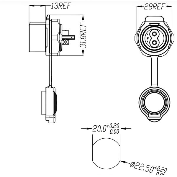 Connector technical drawing