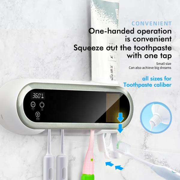 Automatic Toothpaste Dispenser UV Toothbrush Holder Wall Mounted