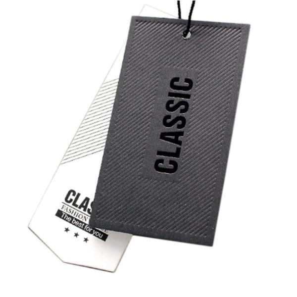 PMS Varnish Gold Foil Hang Tags , Windowed Clothing Paper Hang Tags