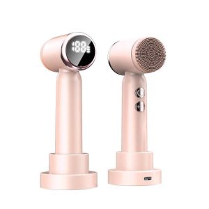 Pink Face Cleanser Vibrating Brush 1000mAh Silicone Battery Face Scrubber