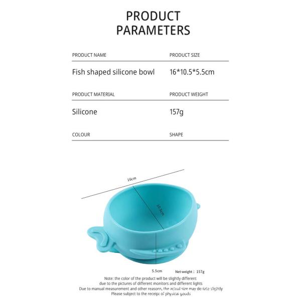 Creative fish shaped baby silicone tableware, children's suction cups, tableware, silicone bowls